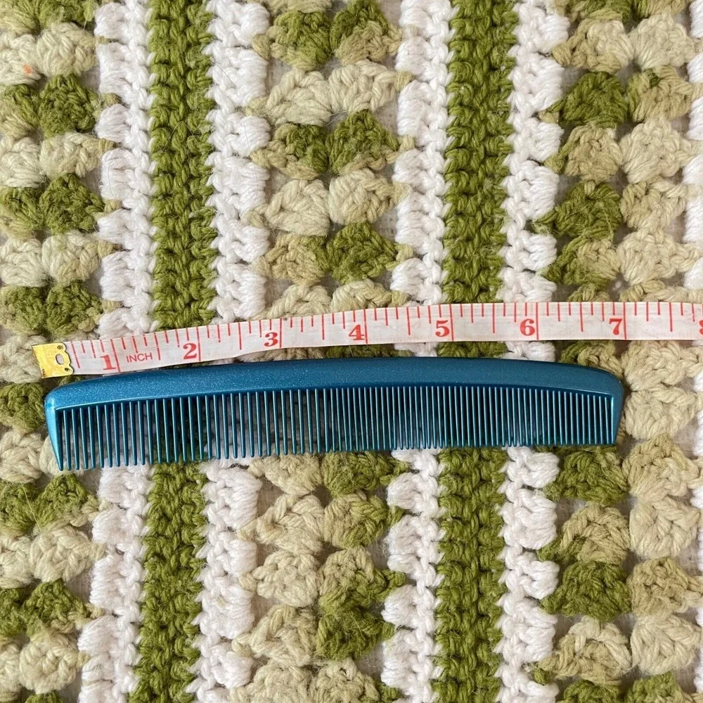 Vintage Unbreakable Plastic Blue sparkle Comb‎ Retro USA Purse barber